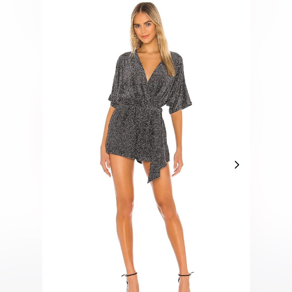 Lovers and friends black and silver sparkle romper NWT